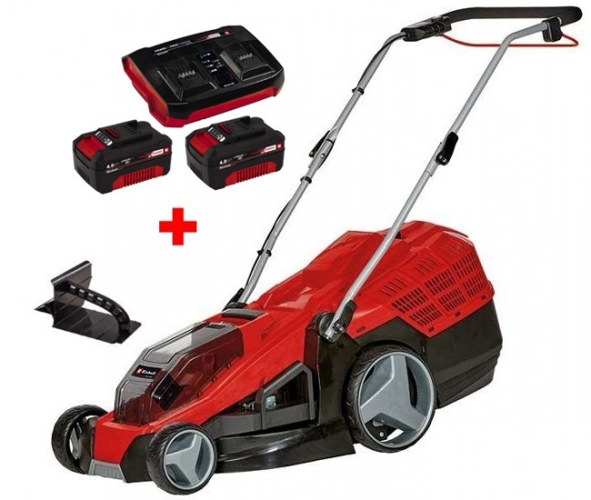 Акция! Набор газонокосилка аккумуляторная Einhell GE-CM 36/43 Li M - Solo + 18V Power-X-Twincharger 3 A и 2 аккумулятора 18V 4,0 Ah (3413246, 4512112)