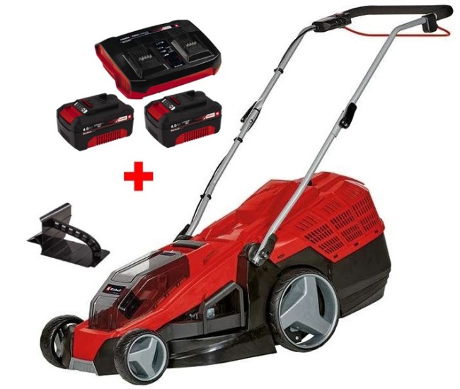 Набір газонокосарка акумуляторна Einhell GE-CM 36/43 Li M - Solo + 18V Power-X-Twincharger 3 A і 2 акумулятора 18V 4,0 Ah (3413246, 4512112)