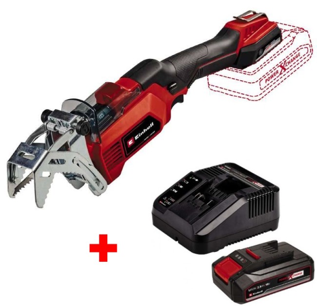 Акция! Набор обрезная аккумуляторная пила Einhell GE-GS 18/150 Li - Solo + зарядное устройство и аккумулятор 18V 2,5 Ah (3408290,4512097)