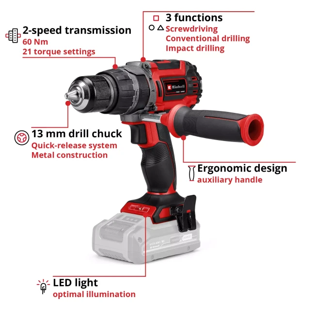Ударний шуруповерт безщітковий Einhell TP-CD 18/60 Li-i BL Solo (4514205)