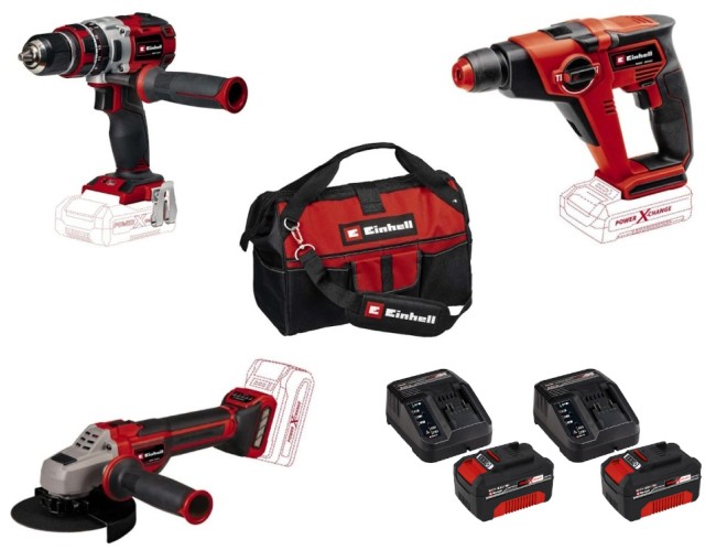 Набір EINHELL TK 18/3 Li (CD+AG+HD+2 Battery 4Ah+Bag)