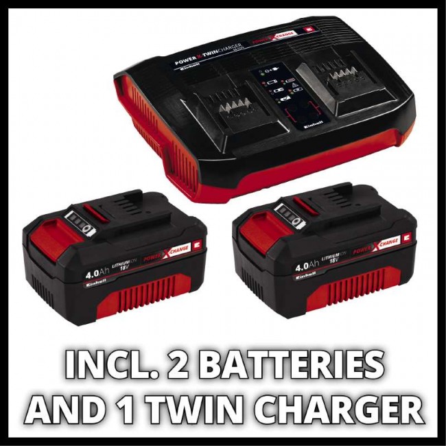 Акція! Набір культиватор акумуляторний Einhell GE-CR 30 Li - Solo + 18V Power-X-Twincharger 3 A і 2 акумулятора 18V 4,0 Ah (3431200, 4512112)