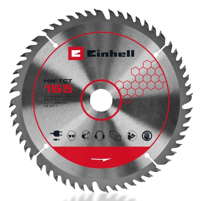 HW/TCT Пильний диск по дереву Einhell 165×20x1,8 мм T56 (4502078)