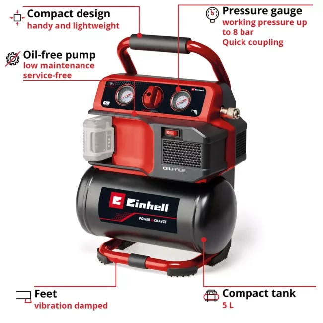 Компрессор аккумуляторный Einhell TE-AC 18/75 Li OF - Solo (4020410)