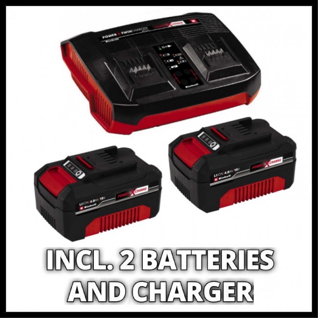 Набір Пила ланцюгова безщіткова Einhell GP-LC 36/35 Li-Solo  + зарядний пристрій Twincharger 3А та 2 акумулятора 18V 4,0 Ah (4501780,4512112)