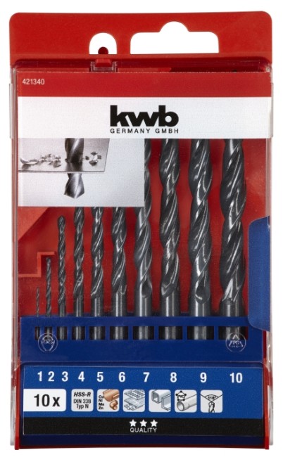 Набір свердл метал HSS 10 шт KWB (421340) Набір свердл метал HSS 10 шт KWB (421340)