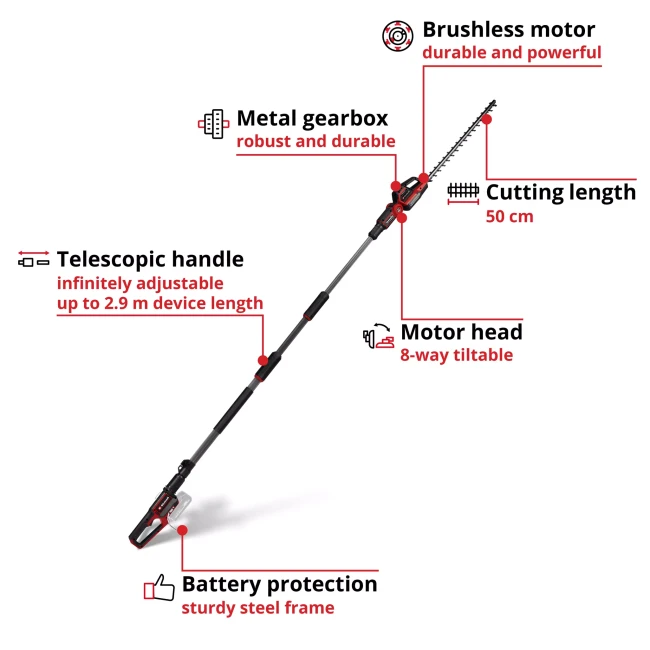 Кущоріз акумуляторний безщітковий Einhell GP-HH 18/50 Li T BL-Solo (3410972)