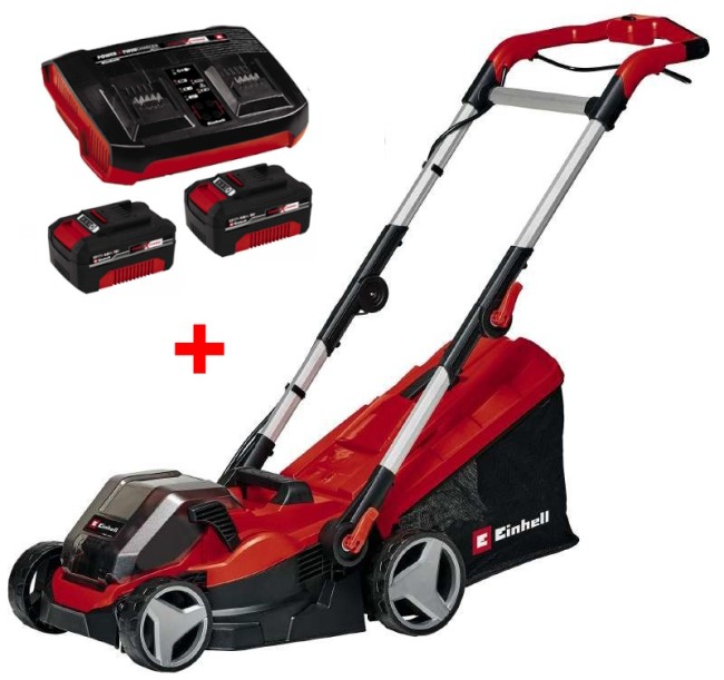 Акция! Набор газонокосилка аккумуляторная Einhell GE-CM 36/34-1 Li-Solo + зарядное устройство 18V Power-X-Twincharger 3A и 2 аккумулятора 18V 4,0Ah (3413226,4512112)