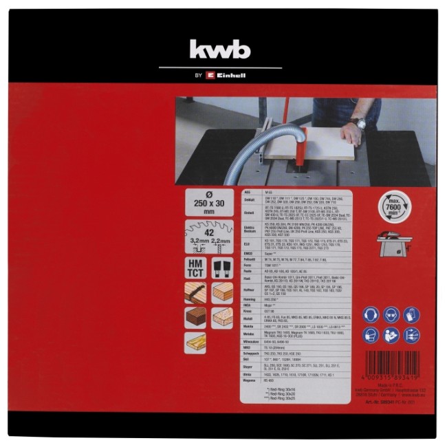 HW/TCT Пильний диск по дереву kwb 250х30x3,2 мм T48 (589351) HW/TCT Пильний диск по дереву kwb 250х30x3,2 мм T48 (589351)