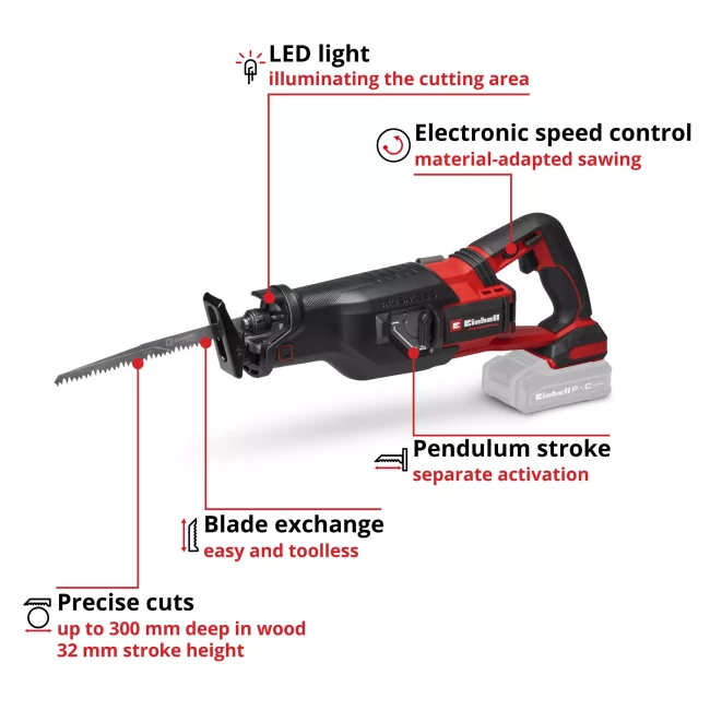Пила шабельна безщіткова Einhell Professional TP-AP 18/32 Li BL-Solo (4326295) Пила шабельна безщіткова Einhell Professional TP-AP 18/32 Li BL-Solo (4326295)