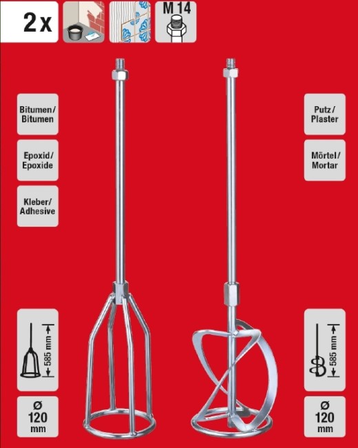 Мешалки для миксера, 585х120 мм М14, 2 шт (497695)