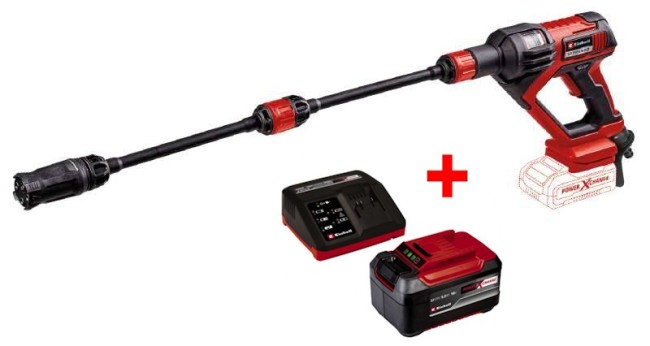 Акция! Набор мойка высокого давления аккумуляторная Einhell HYPRESSO 18/24 Li-Solo + зарядное устройство 18V Power X-Fastcharger 4 A и аккумулятор 18V 5,2 Ah (4140130, 4512114)