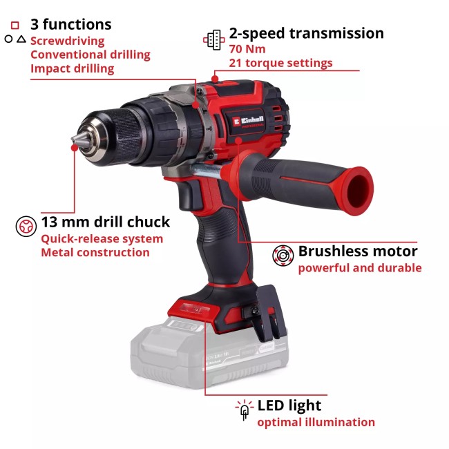 Ударний шуруповерт безщітковий Einhell TP-CD 18/70 Li-i BL - Solo (4514315)